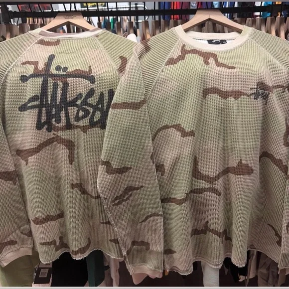 Stussy waffle knit camo long-sleeve shirt - Picture 11 of 12